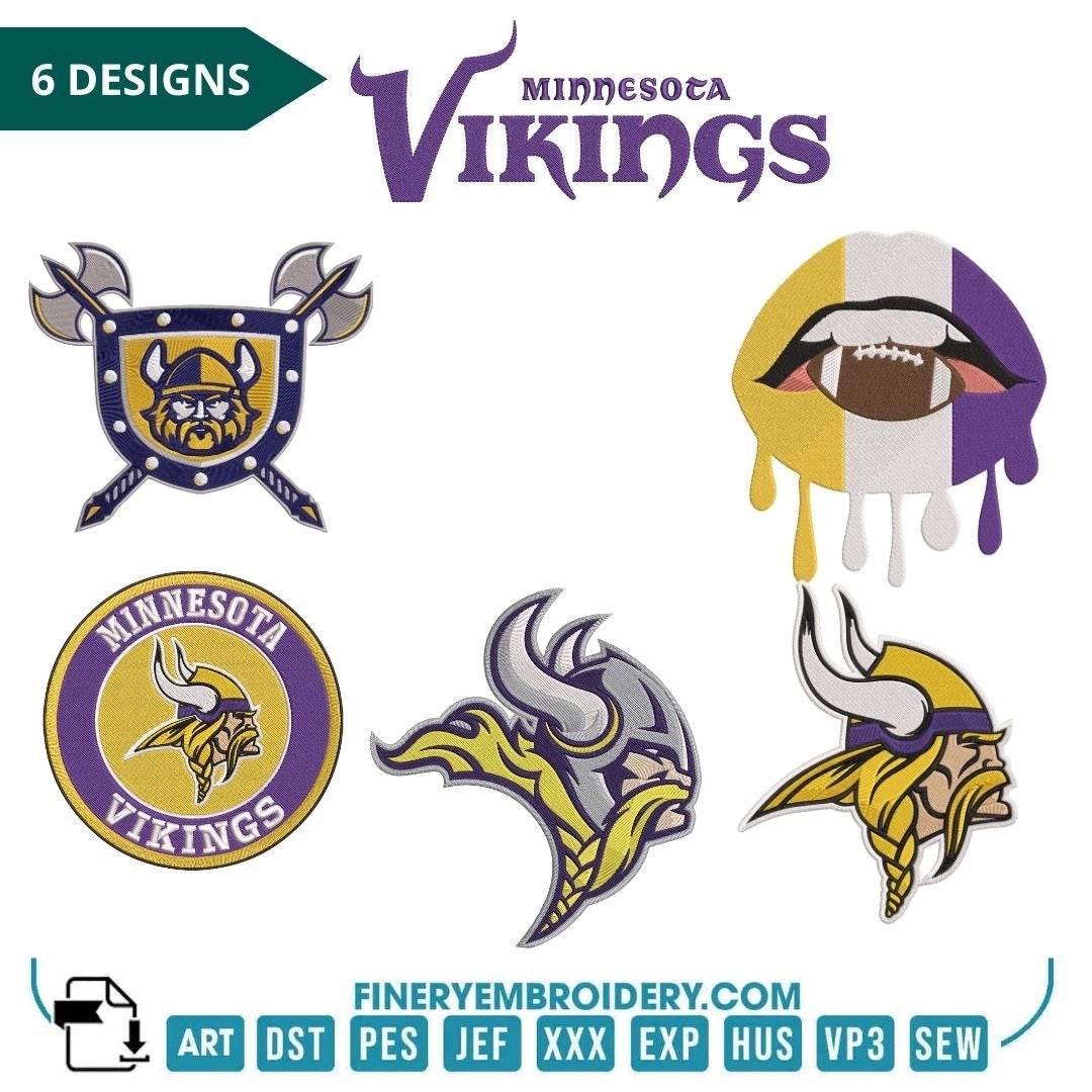 Minnesota Vikings - Pack of 6 Designs - Embroidery Design - FineryEmbroidery