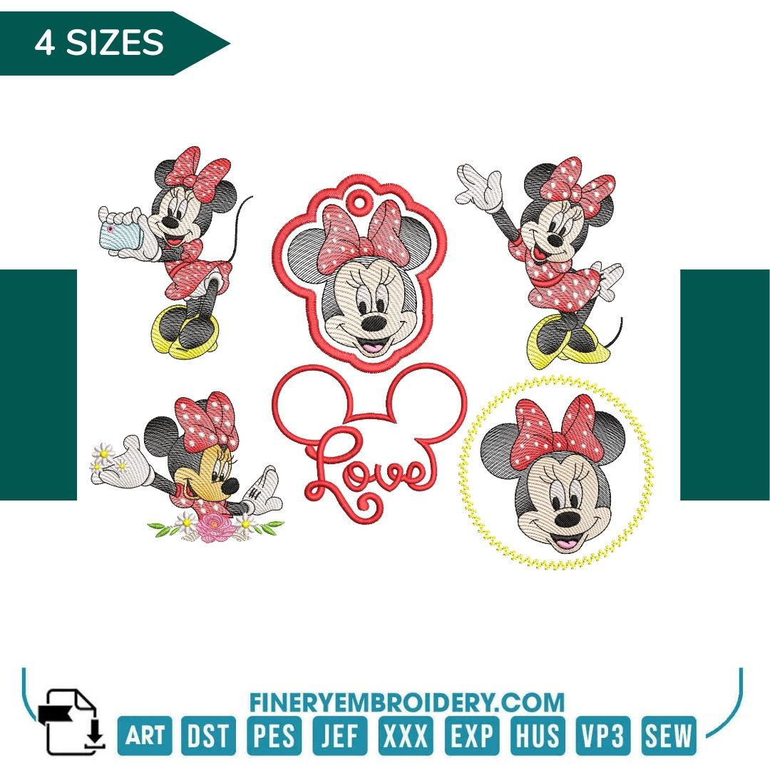 Minnie Mouse Embroidery Design Pack - FineryEmbroidery - FineryEmbroidery