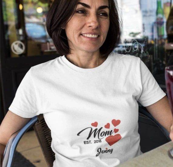 Mom Est . Custom Design with year and first name(s) - FineryEmbroidery