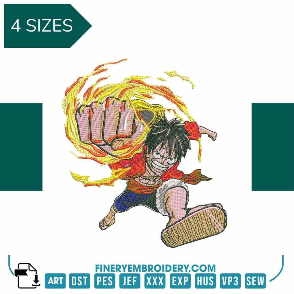 【dium.】Flower Embroidery One Piece Monkey D. Luffy | One Piece - Animé - Embroidery Design