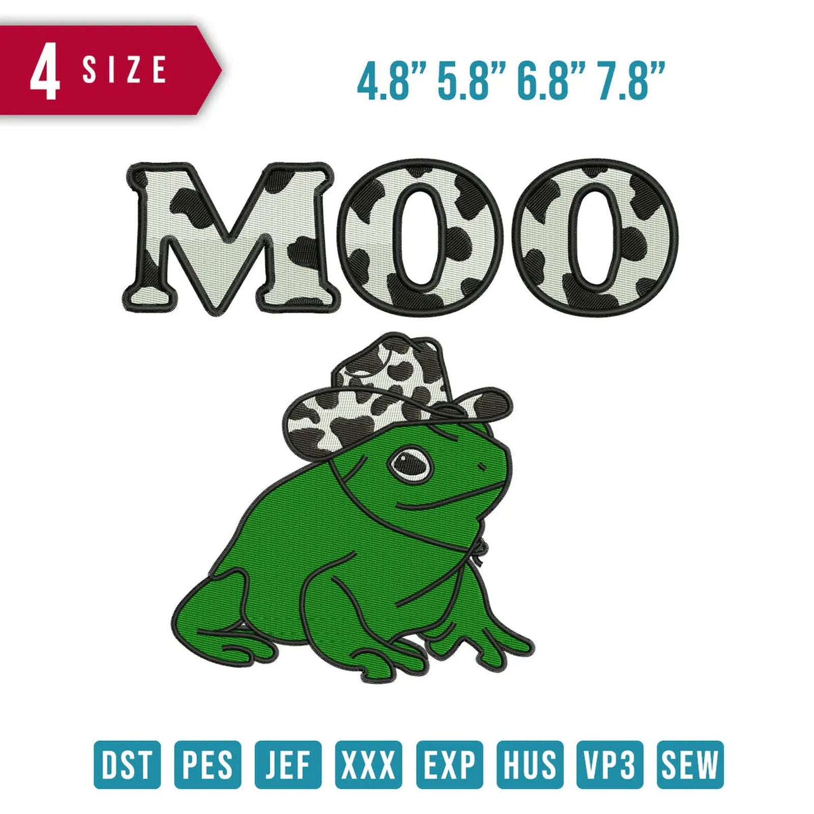 Moo Frog Embroidery Design - FineryEmbroidery