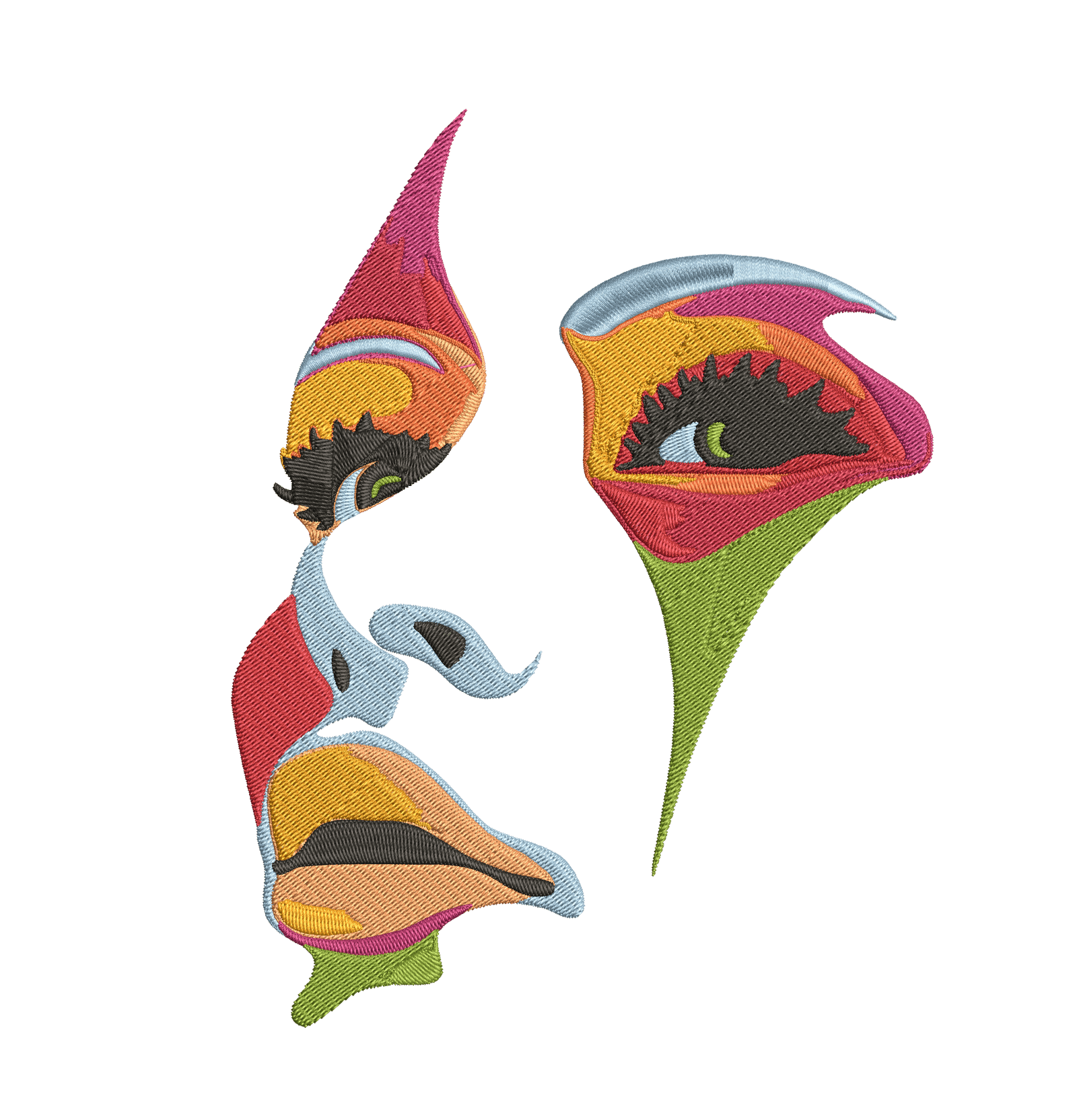 Multicolored Face - Embroidery Design - FineryEmbroidery