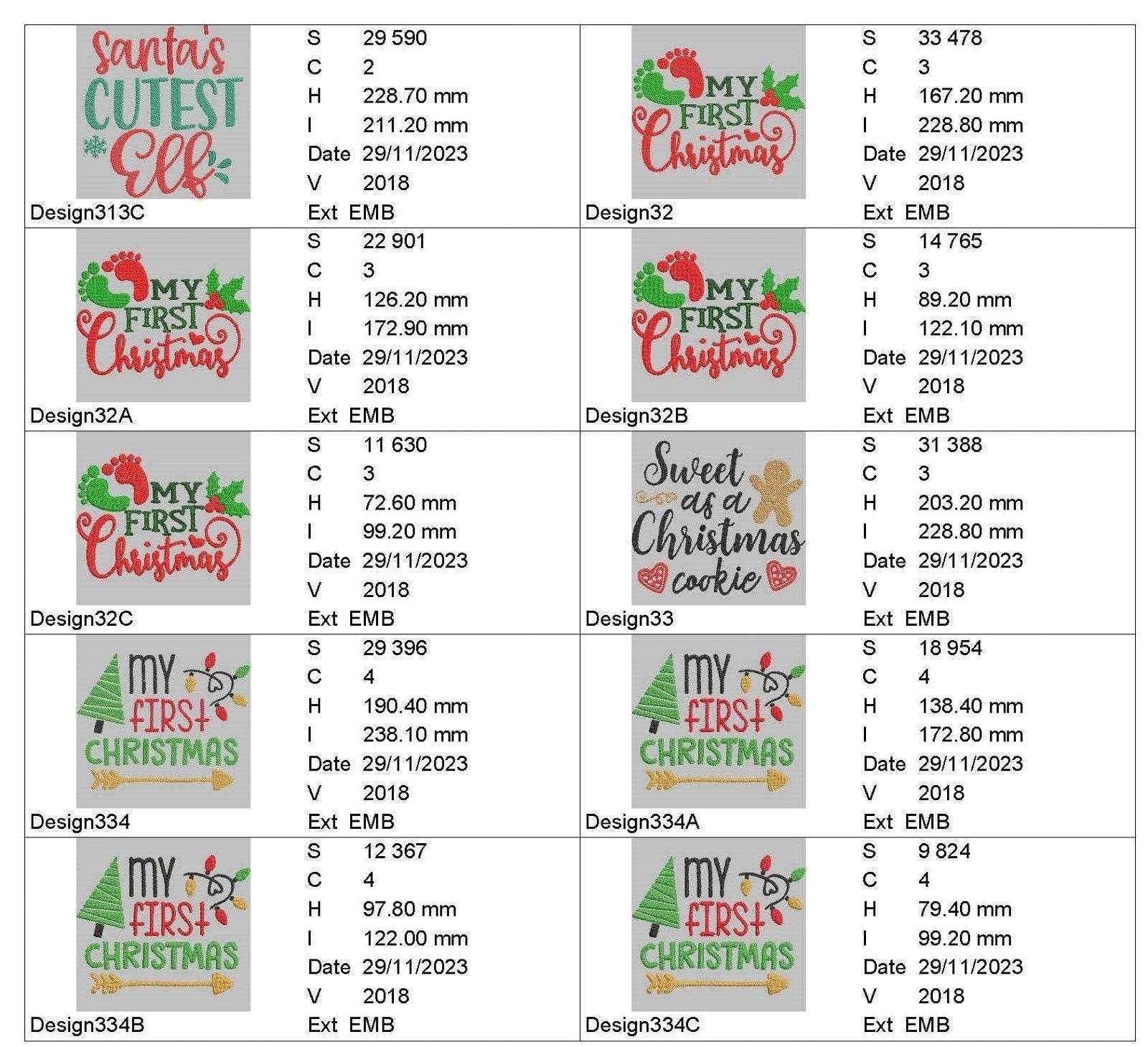 My first Christmas  - Designs pack : Embroidery Design - FineryEmbroidery