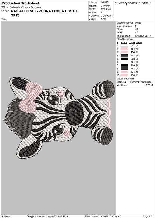 Zebra Duo Embroidery Design Pack – Male and Female Busts in Multiple Sizes