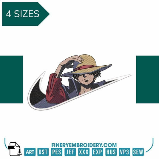 NIKE | Monkey D. Luffy | One Piece - Animé  - Embroidery Design - FineryEmbroidery