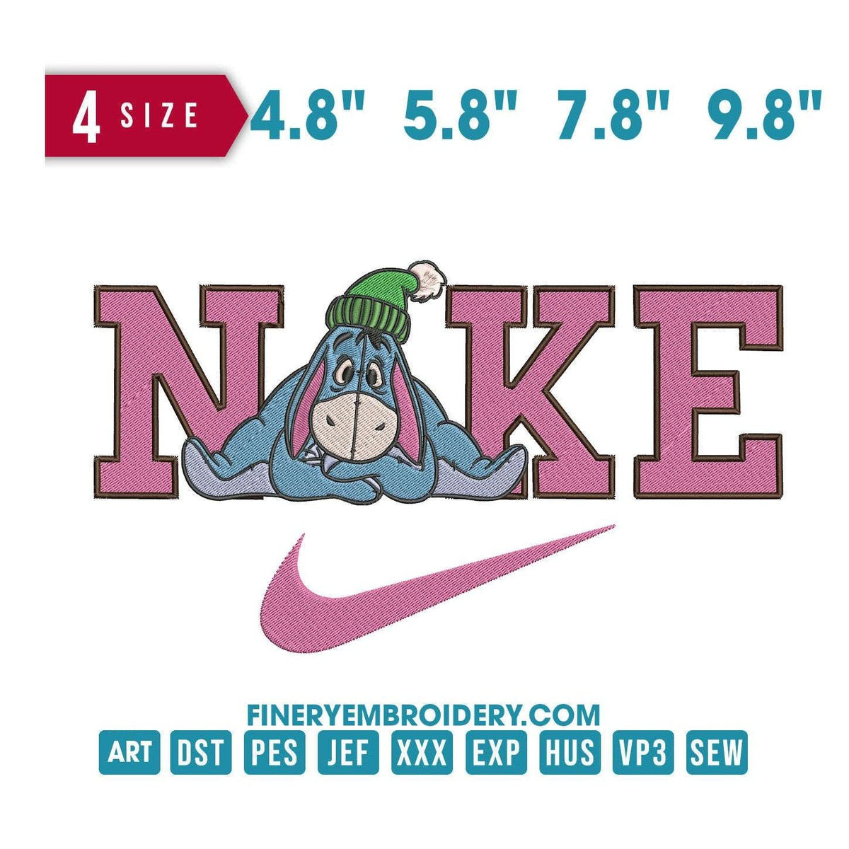 Nike Eeyore - Winnie the Pooh's Iconic Friend - Embroidery Design FineryEmbroidery