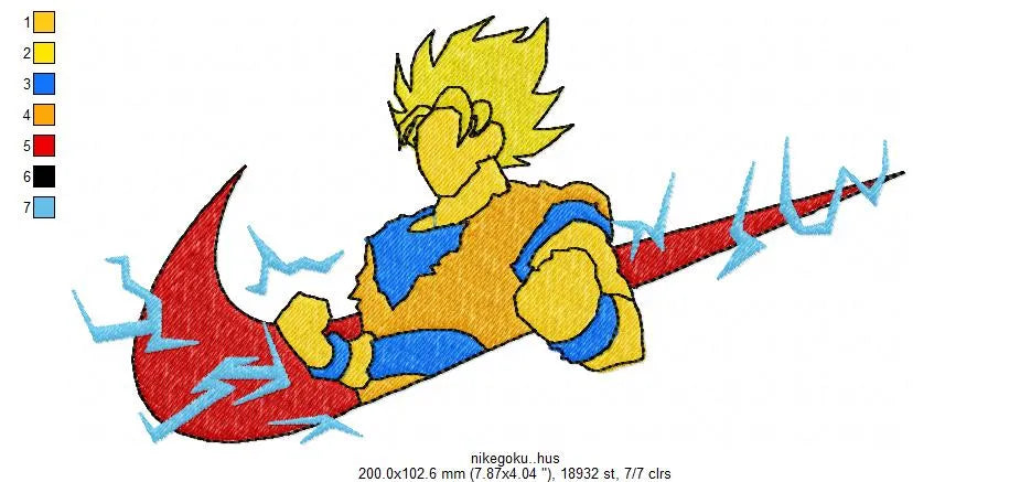 Nike Goku Embroidery Design FineryEmbroidery