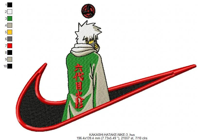Nike Kakashi Hatak 3 Embroidery Design FineryEmbroidery