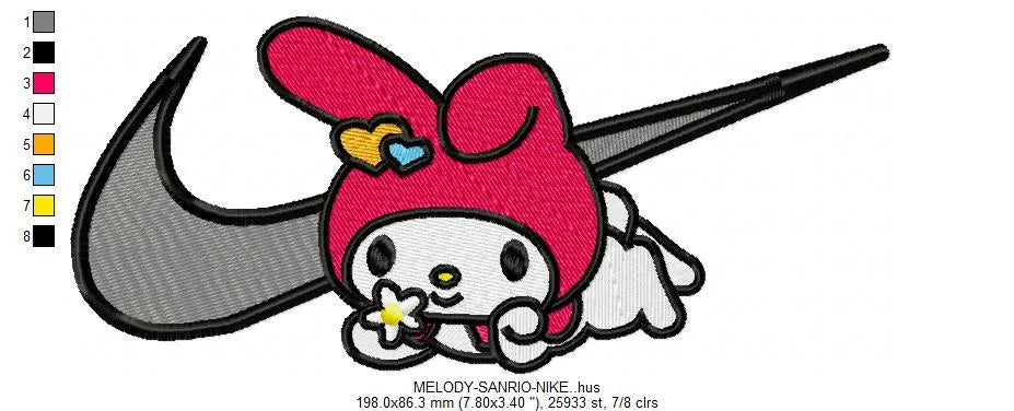 Nike Melodie Sanrio Embroidery Design FineryEmbroidery