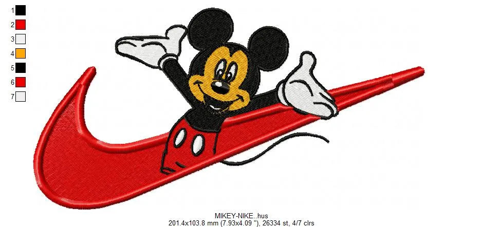 Nike Mickey Embroidery Design FineryEmbroidery
