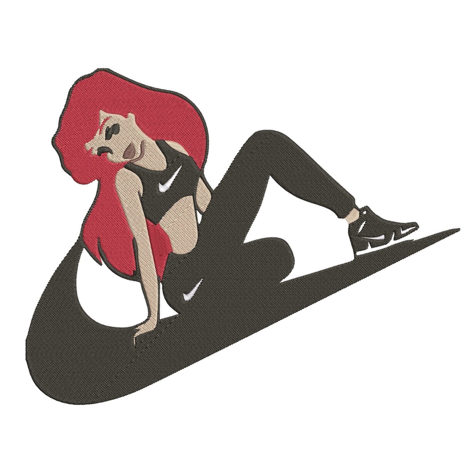 Nike Red Hairs Character - Embroidery Design FineryEmbroidery