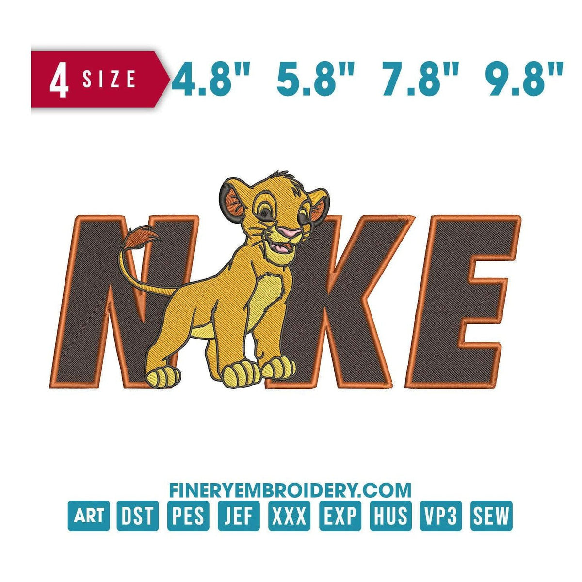 Nike Simba - Lion King - Embroidery Design FineryEmbroidery