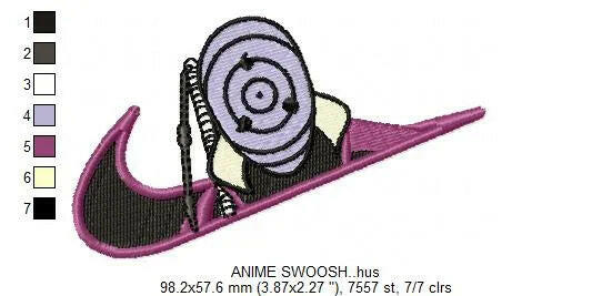 Nike Swoosh Animé Embroidery Design