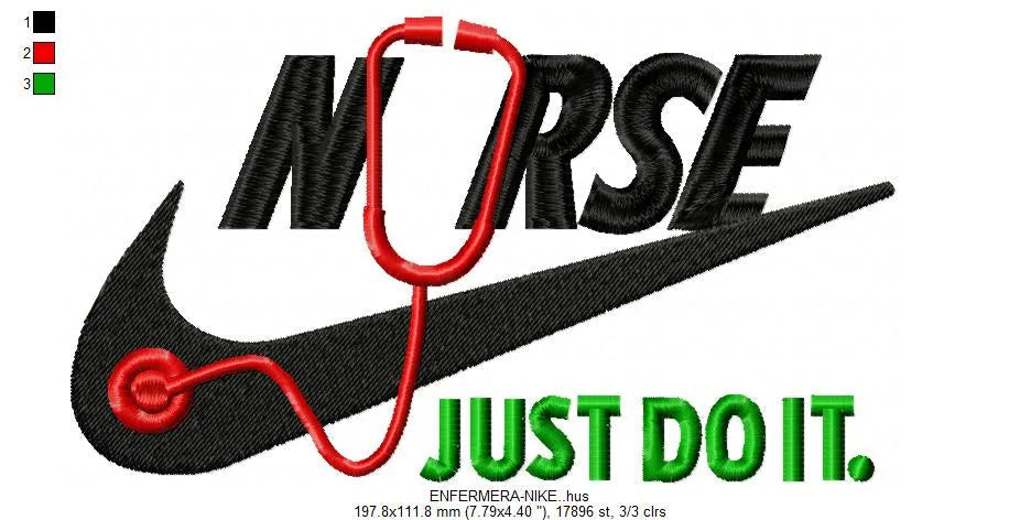Nike Swoosh Enfermera Embroidery Design FineryEmbroidery