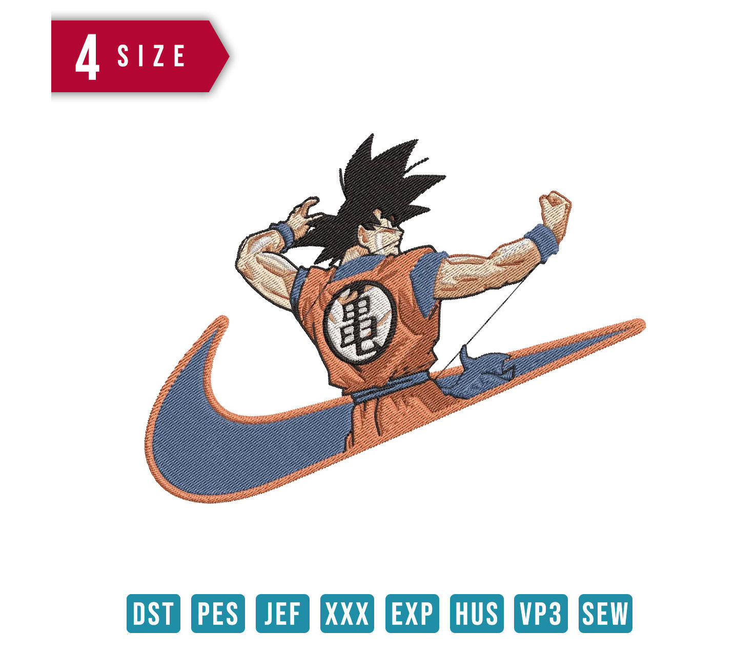 Nike Swoosh Goku Body Embroidery Design FineryEmbroidery