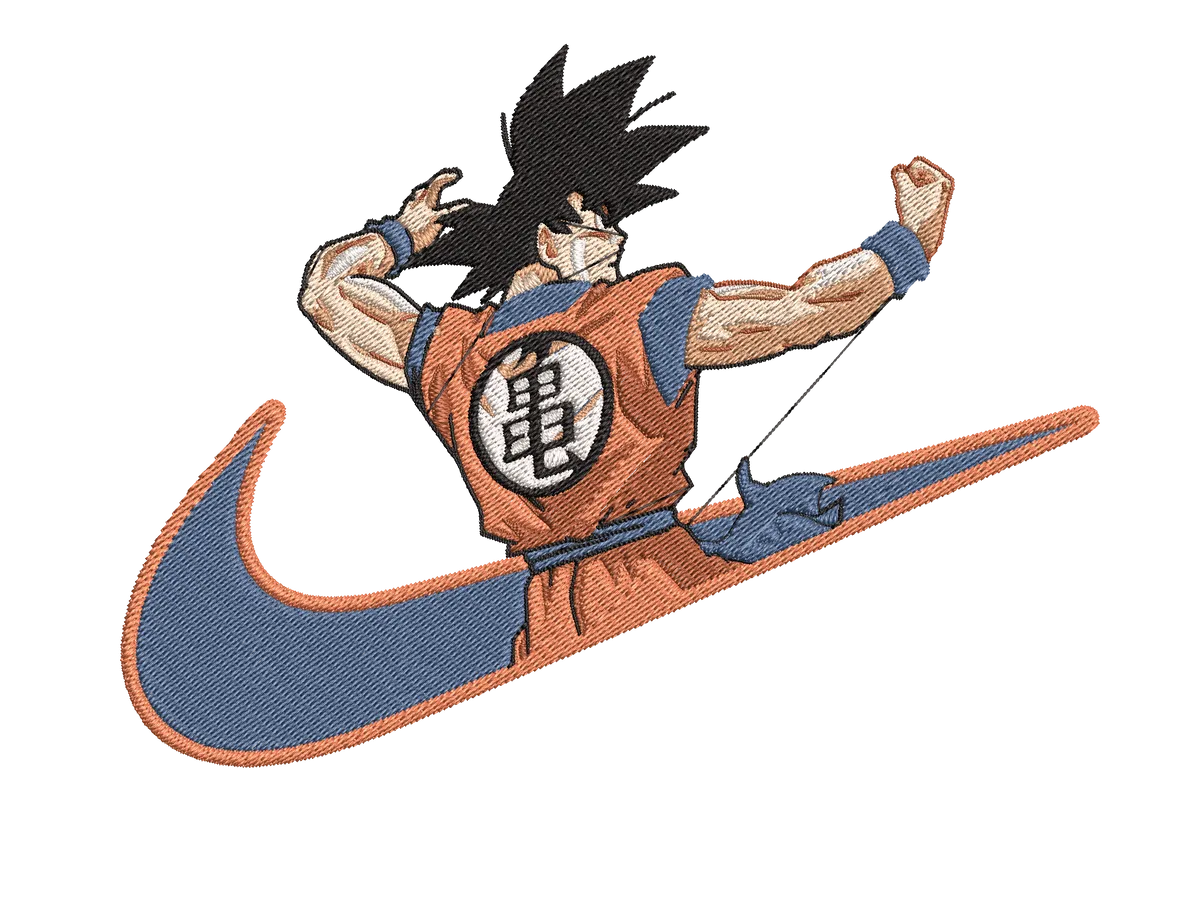 Nike Swoosh Goku Body Embroidery Design FineryEmbroidery