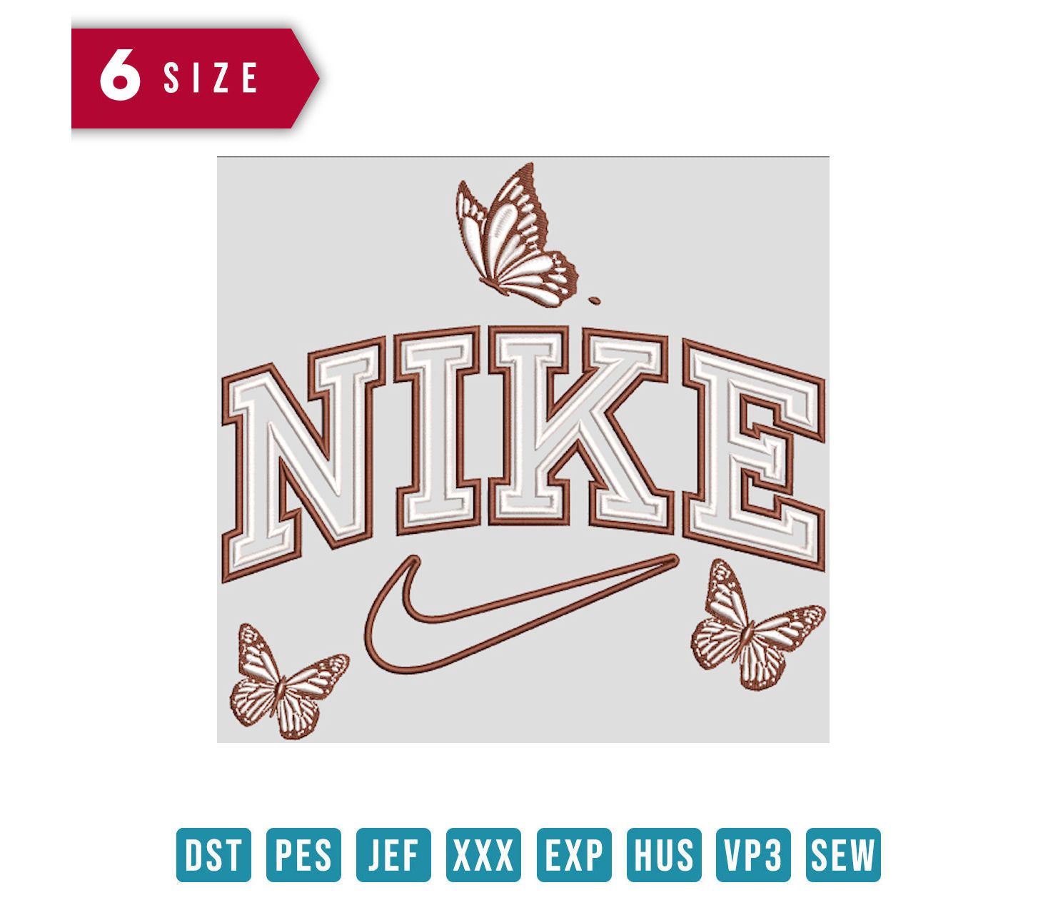 Nike Butterfly Embroidery Design - FineryEmbroidery