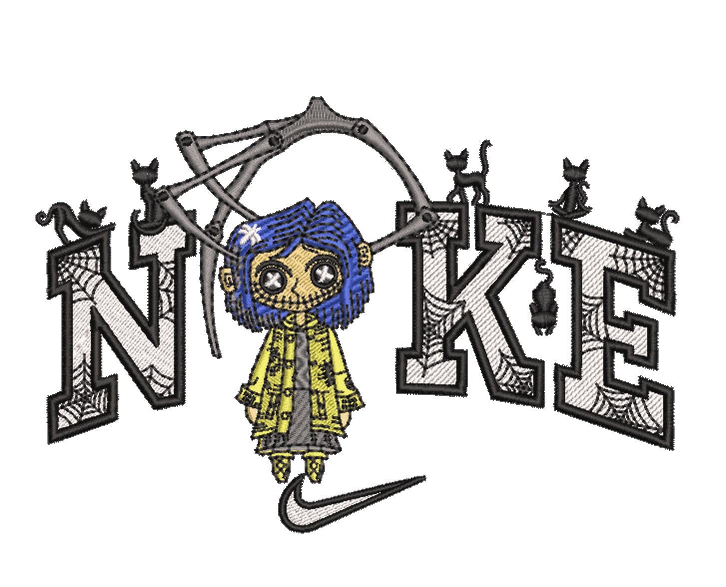Nike Coraline Button  Embroidery Design - FineryEmbroidery