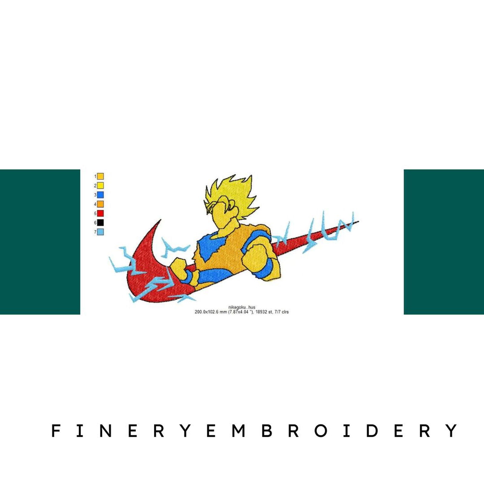 Nike Goku Embroidery Design - FineryEmbroidery