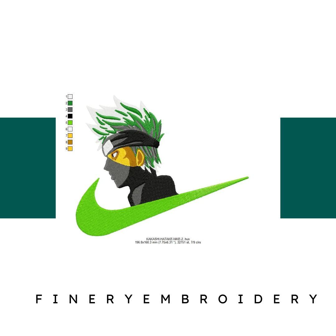 Nike Kakashi Hatak 2 Embroidery Design - FineryEmbroidery