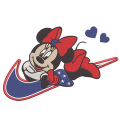 Nike Minnie Heart Red and Blue - Embroidery Design - FineryEmbroidery