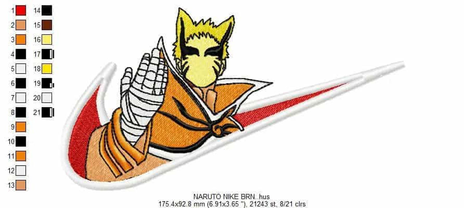 Nike Naruto Embroidery Design - FineryEmbroidery