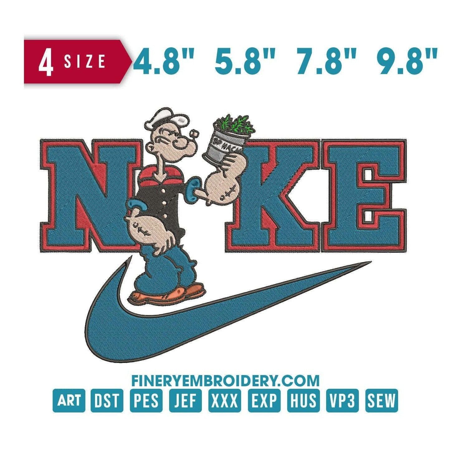 Nike Popeye - Embroidery Design - FineryEmbroidery