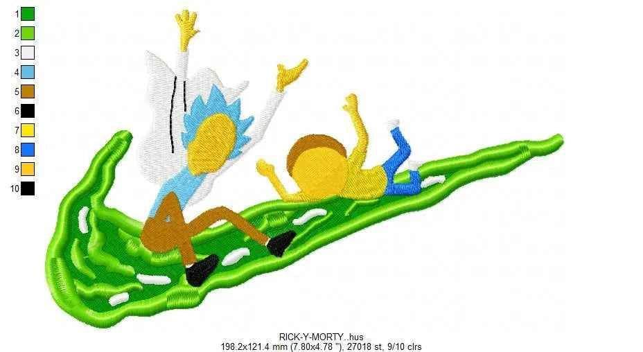 Nike Rick Y Morty Embroidery Design