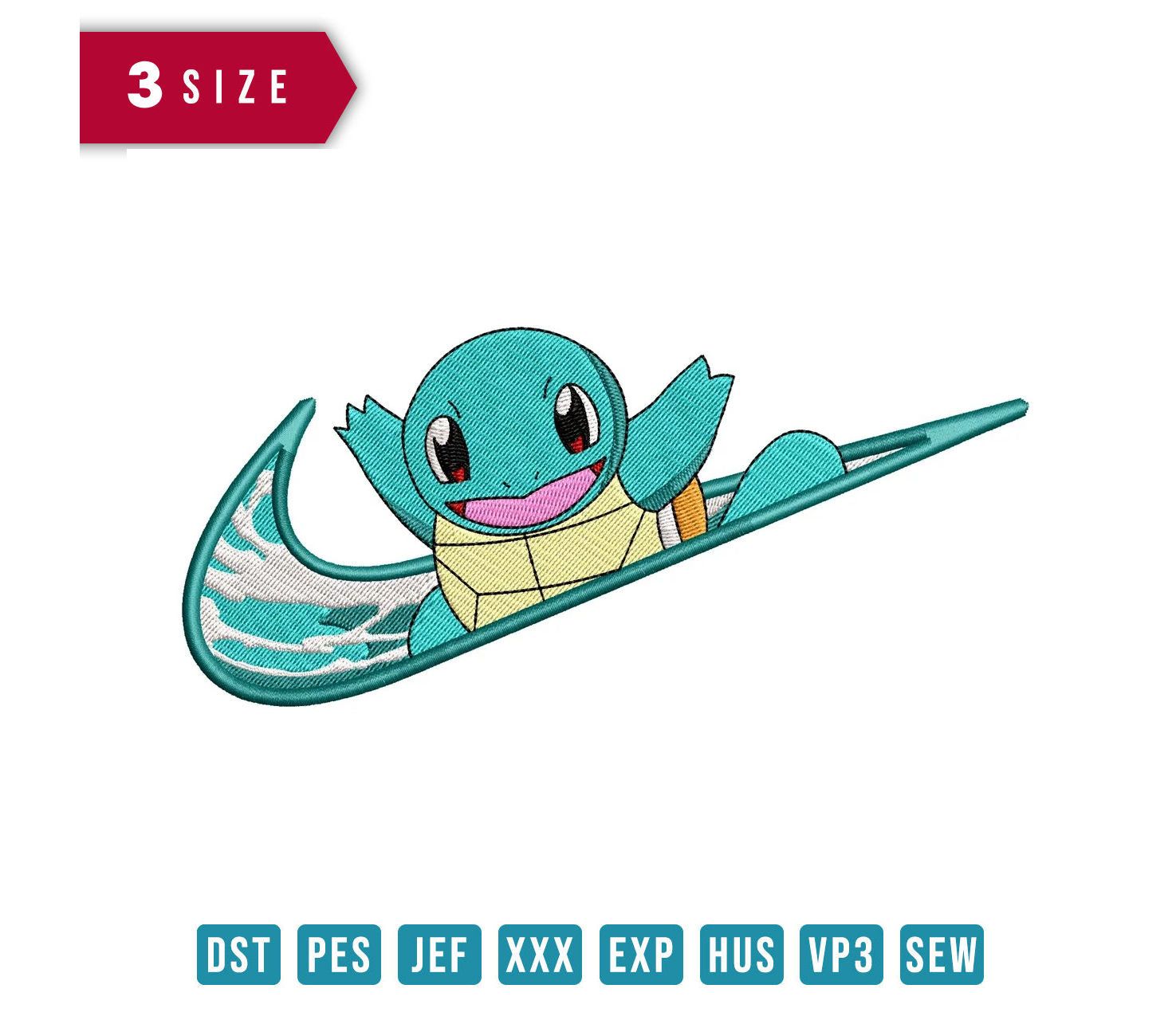 Nike Squirtle Embroidery Design - FineryEmbroidery