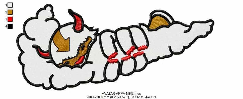Nike Swoosh Avatar Appa Embroidery Design - FineryEmbroidery