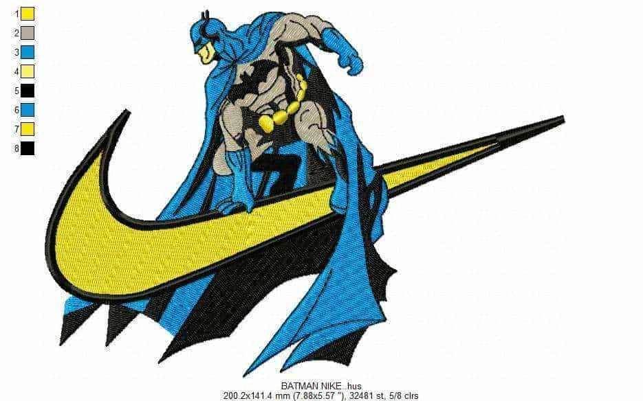 Nike Swoosh Batman Embroidery Design