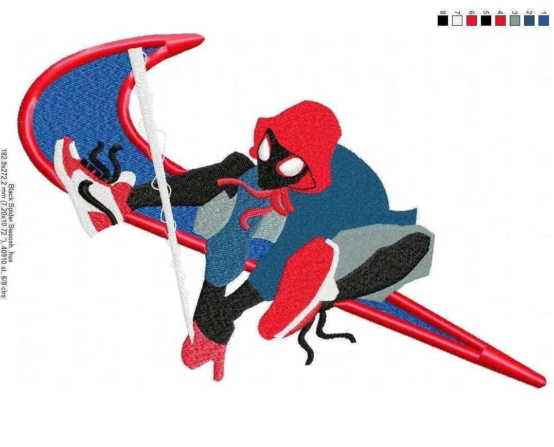 Nike Swoosh Black Spider Swoosh Embroidery Design