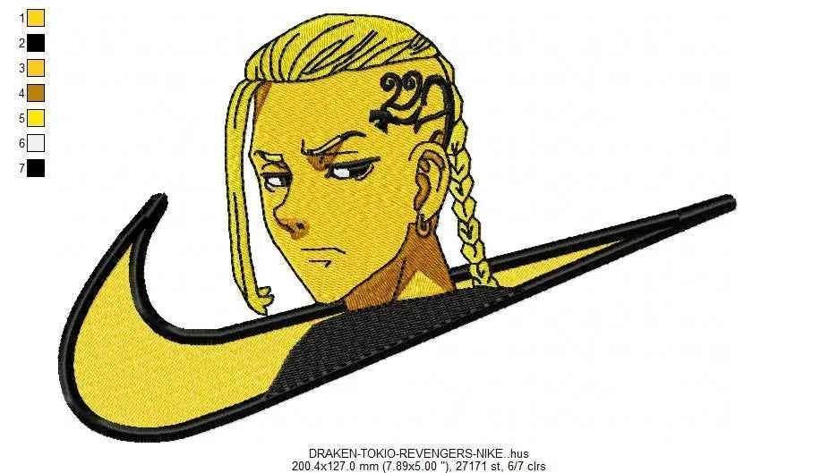 Nike Swoosh Draken Tokio Revengers Embroidery Design