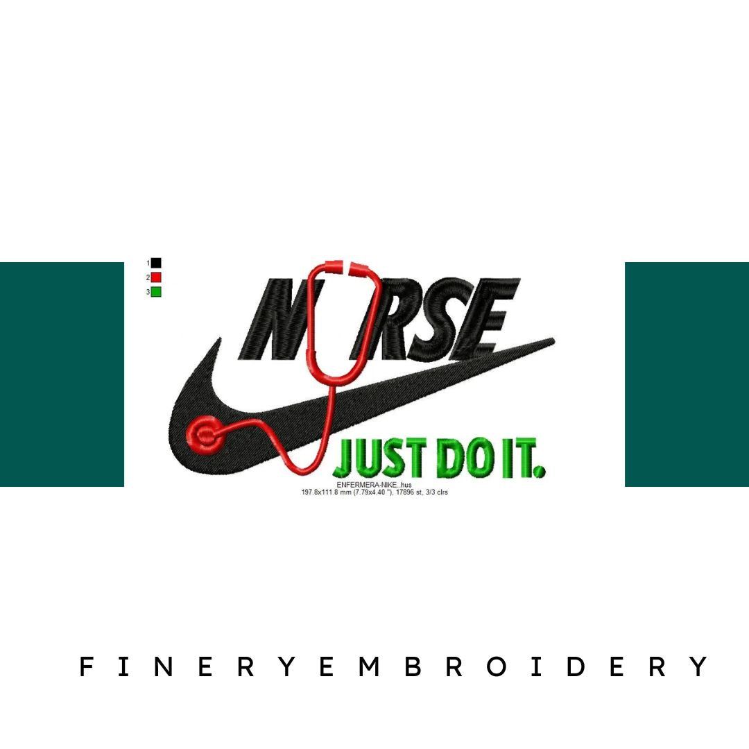 Nike Swoosh Enfermera Embroidery Design - FineryEmbroidery