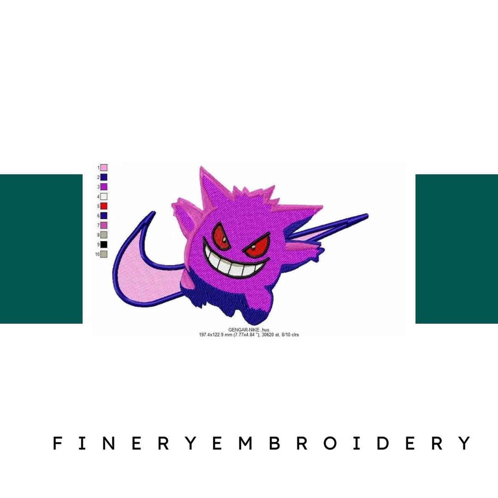 Nike Swoosh Gengar Embroidery Design