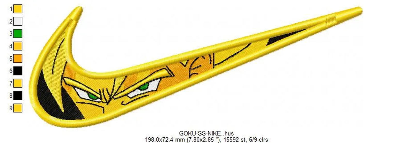 Nike Swoosh Goku SS Embroidery Design - FineryEmbroidery