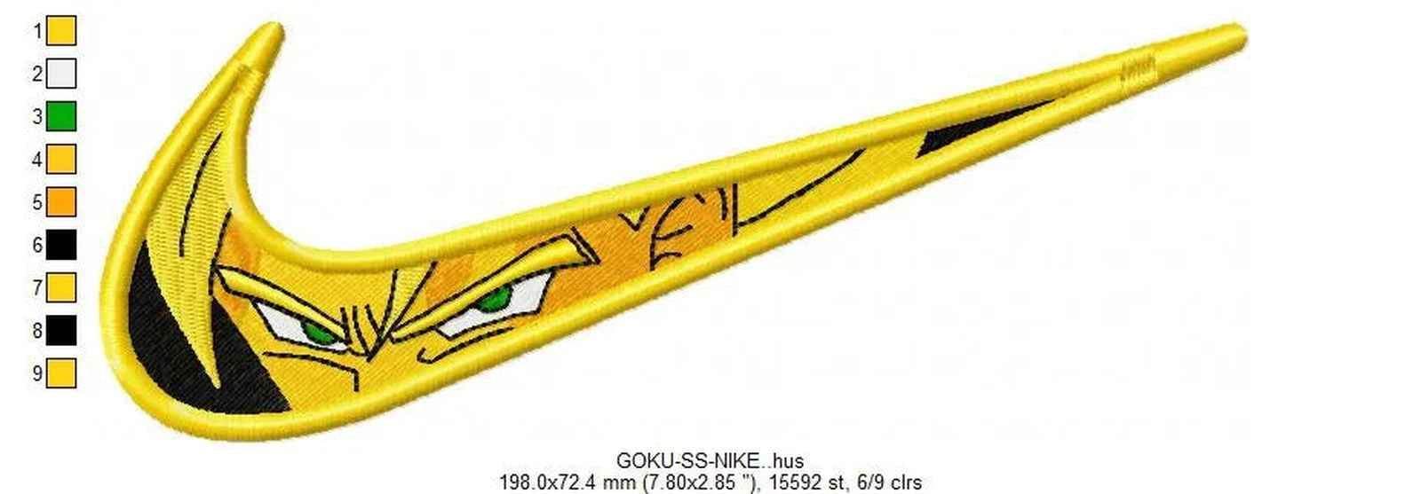 Nike Swoosh Goku SS Embroidery Design