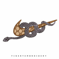 Nike Swoosh Gucci Snake - Embroidery Design - FineryEmbroidery