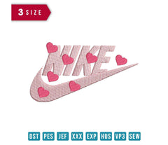 Nike Swoosh Heart Embroidery Design