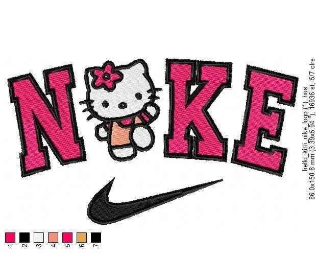 Nike Swoosh Hello Kitti Embroidery Design