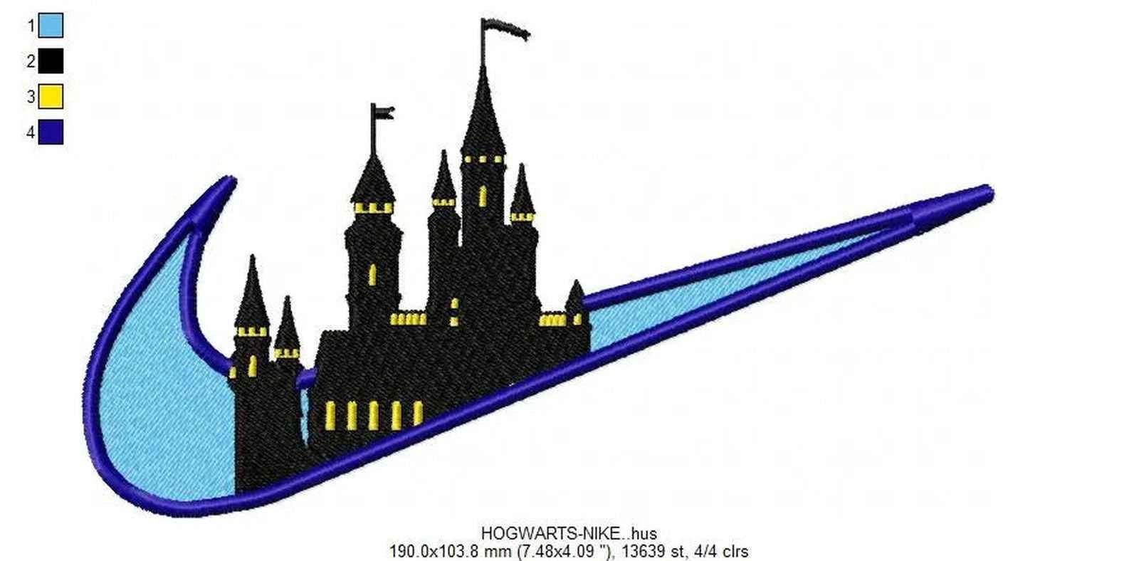 Nike Swoosh Hogwarts Embroidery Design