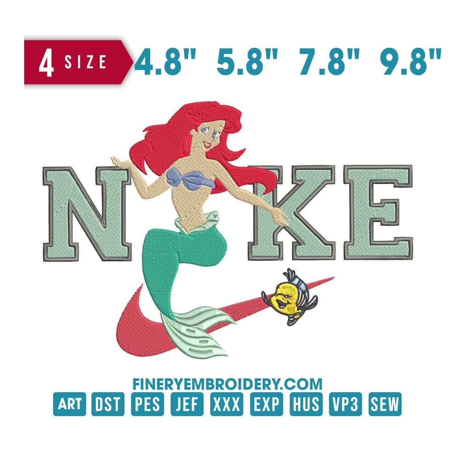 Nike The Little Mermaid - Embroidery Design - FineryEmbroidery