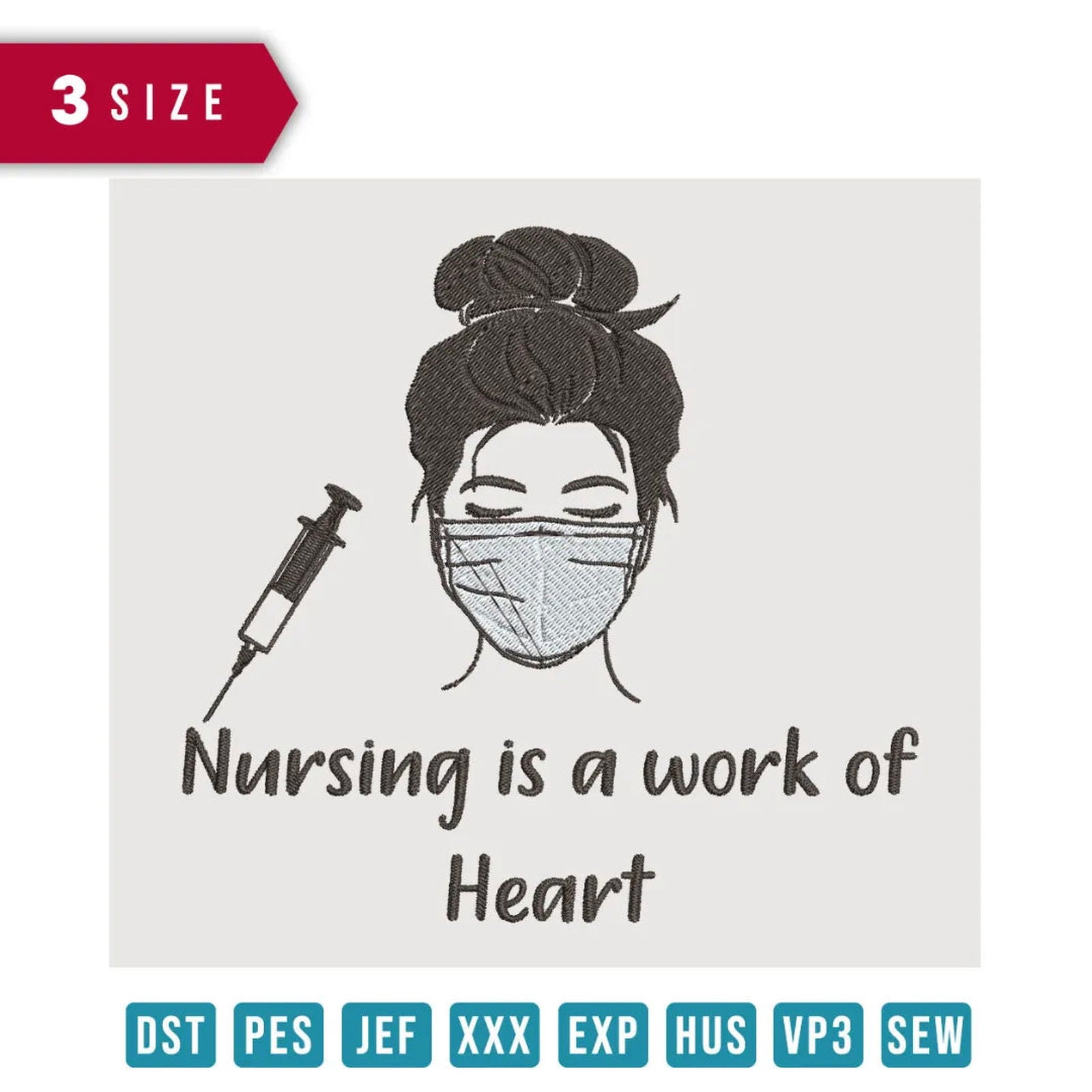 Nursing is a work of heart - Embroidery Design - FineryEmbroidery