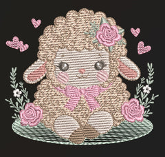 Sheep with roses embroidery design – 7 Sizes