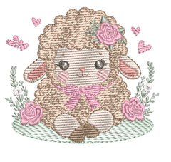 Sheep with roses embroidery design – 7 Sizes