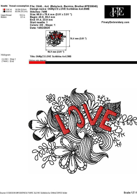 Oh My LOVE Embroidery Design – Free Artistic Floral Pattern