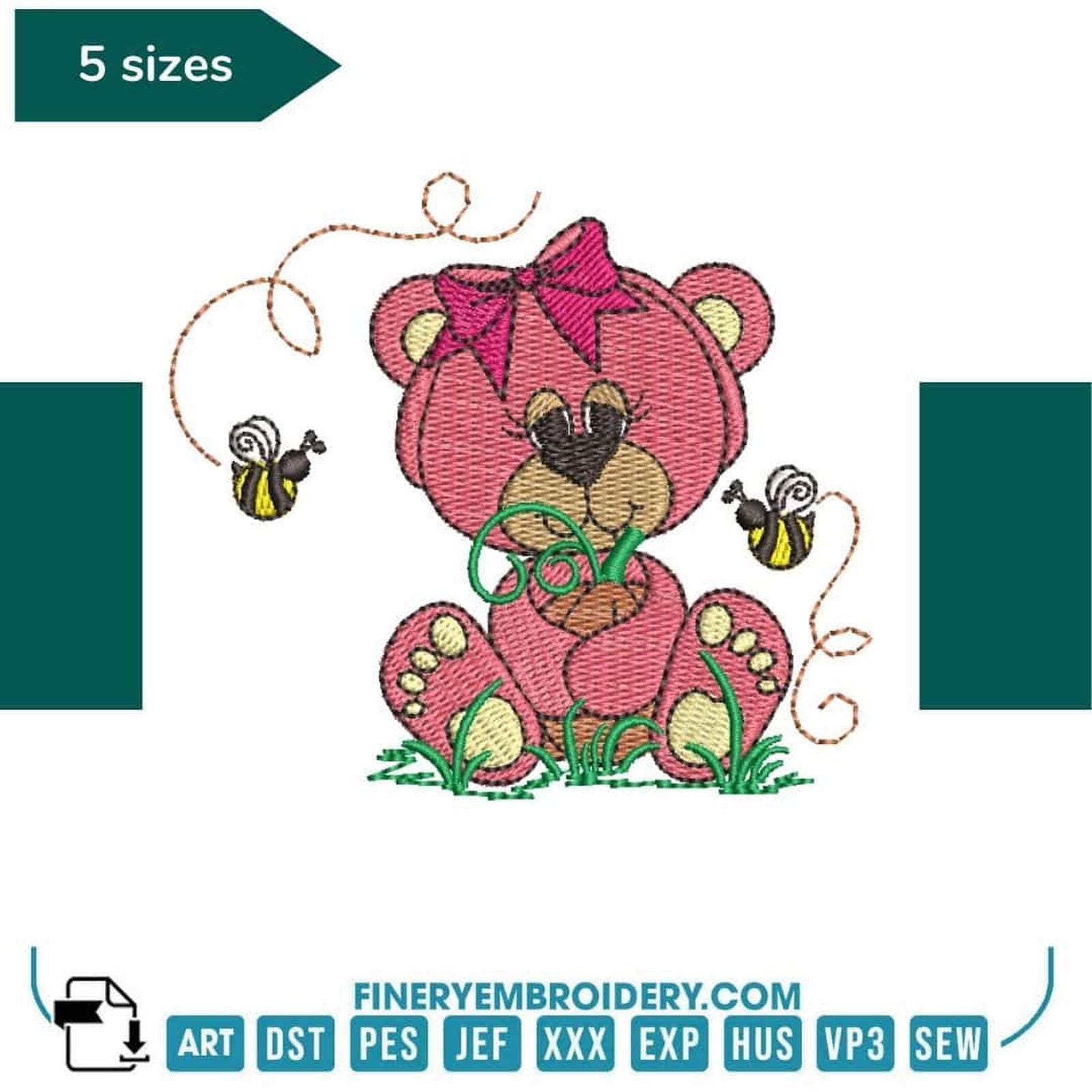 Ouson and the bees - Embroidery Designs - FineryEmbroidery