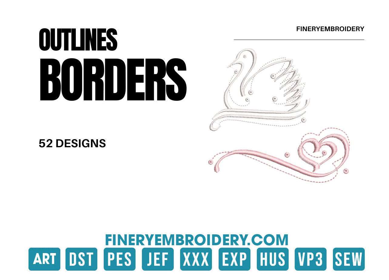 Outline borders: Embroidery Design Pack FineryEmbroidery