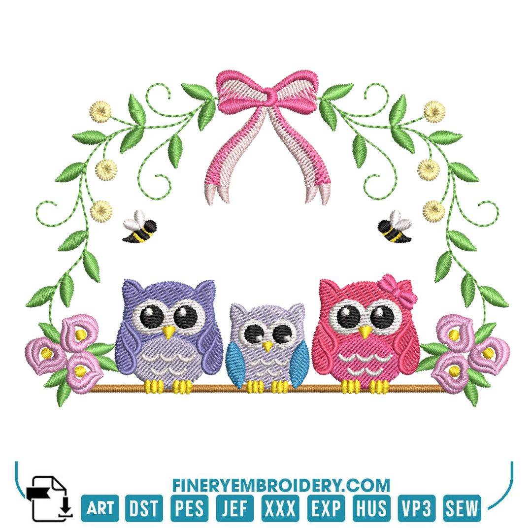 Owl Family Embroidery Design Pack – 11 Designs | FineryEmbroidery - FineryEmbroidery
