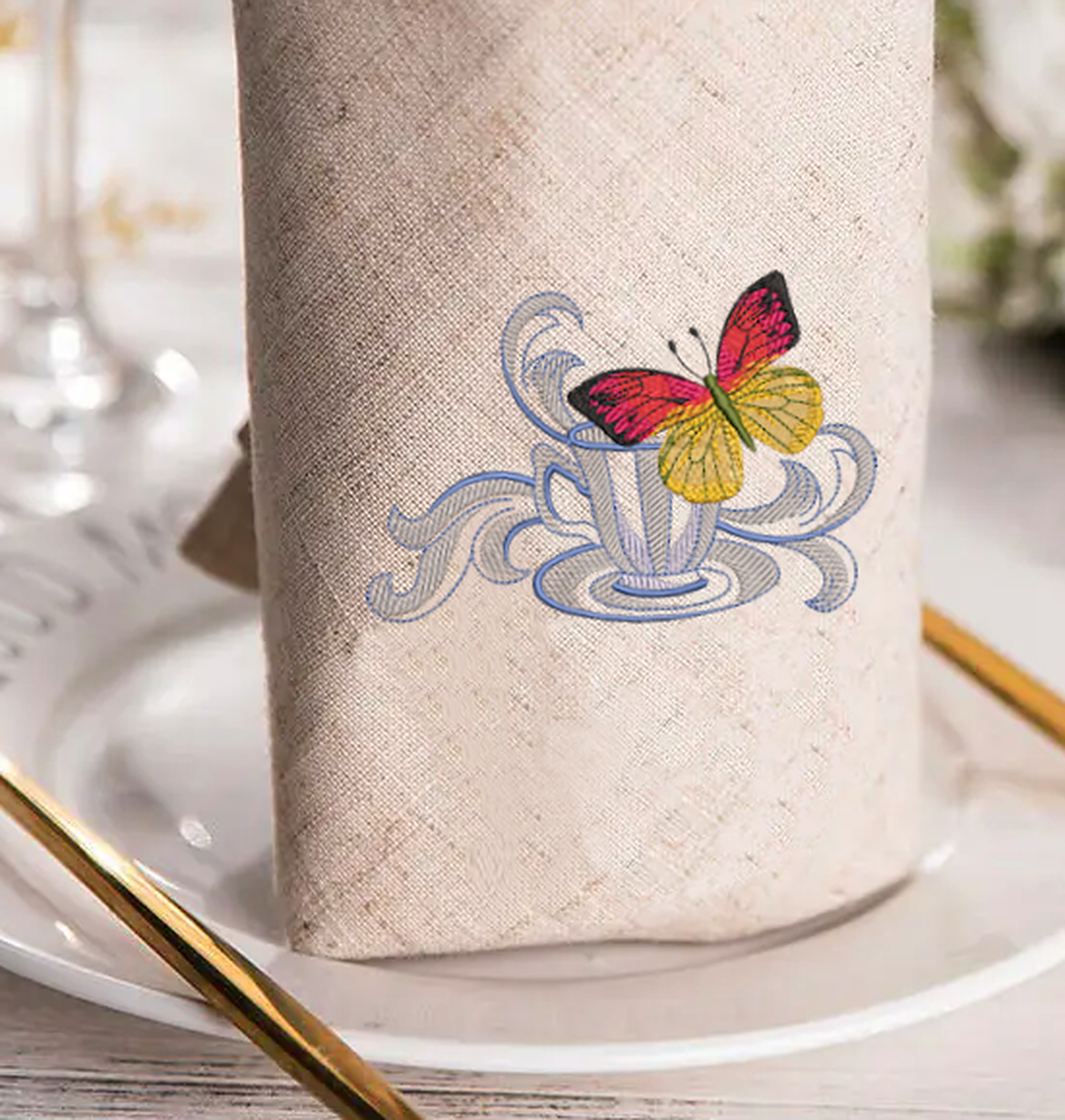 Pack - 10 designs captivating butterfly and mug - Embroidery Designs - FineryEmbroidery